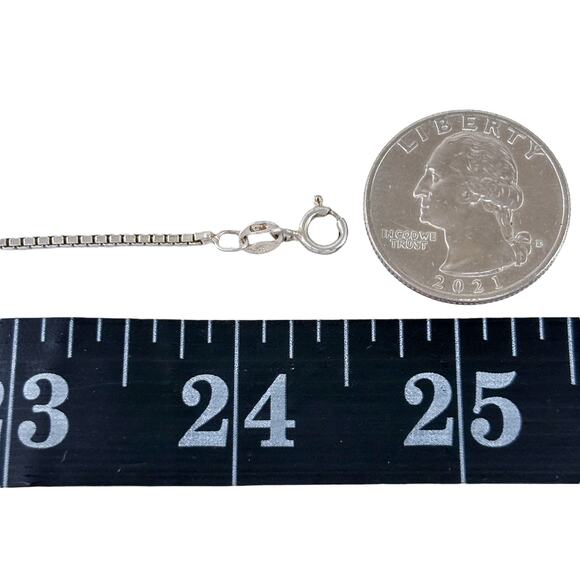 Box Link Chain Necklace | Vintage Sterling Silver 925 | 24.5" - Picture 2 of 3